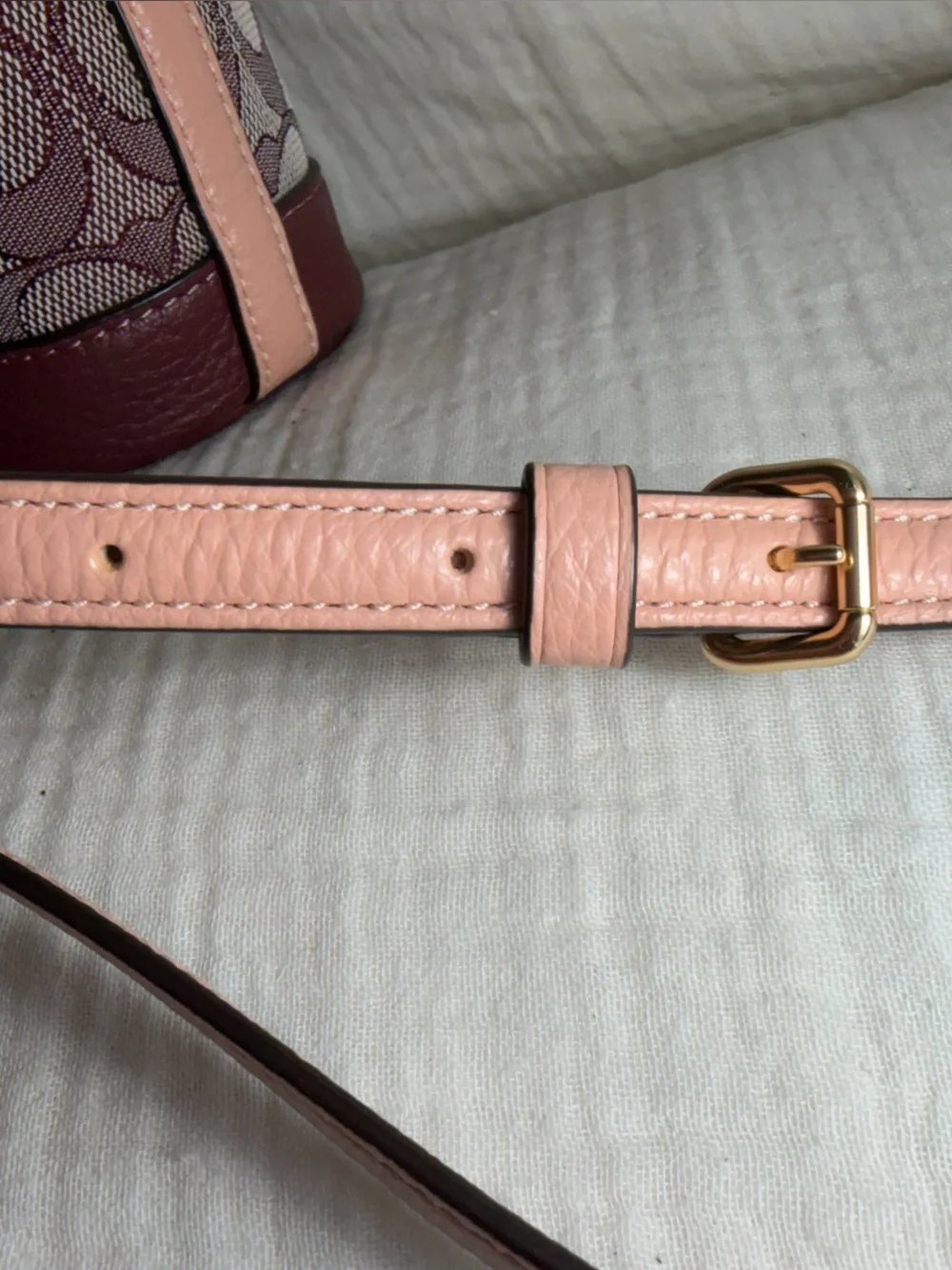 Coach Mini Dempsey Bucket Bag Burgundy and Pink